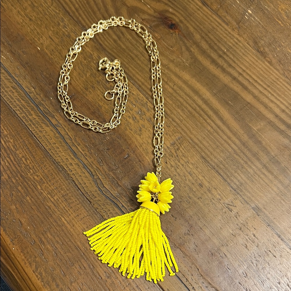 J.Crew yellow flower tassle necklace